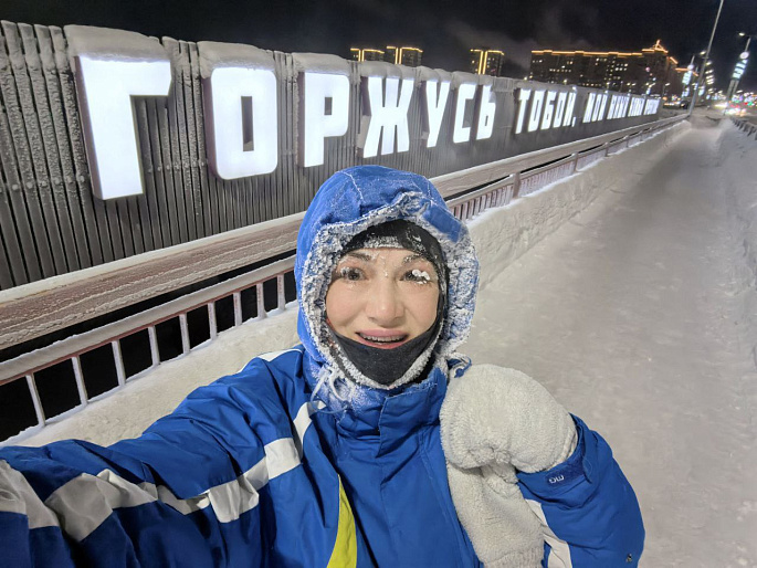 Активистка новоуренгойского женсовета Татьяна Веселкова преодолевает километры в любую погоду