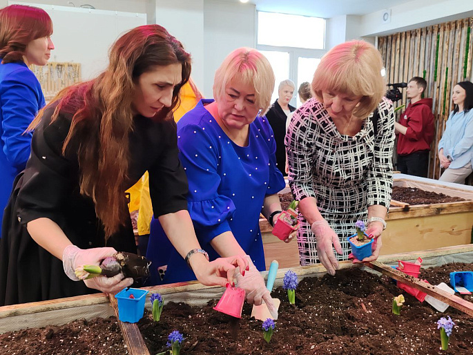 Союзницы Нового Уренгоя помогли организовать цветник в Академгородке
